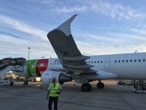 TAP Portugal A320 bei Sonnenaufgang