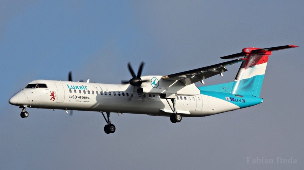 Luxair Bombardier Dash 8 Q400 im Landeanflug