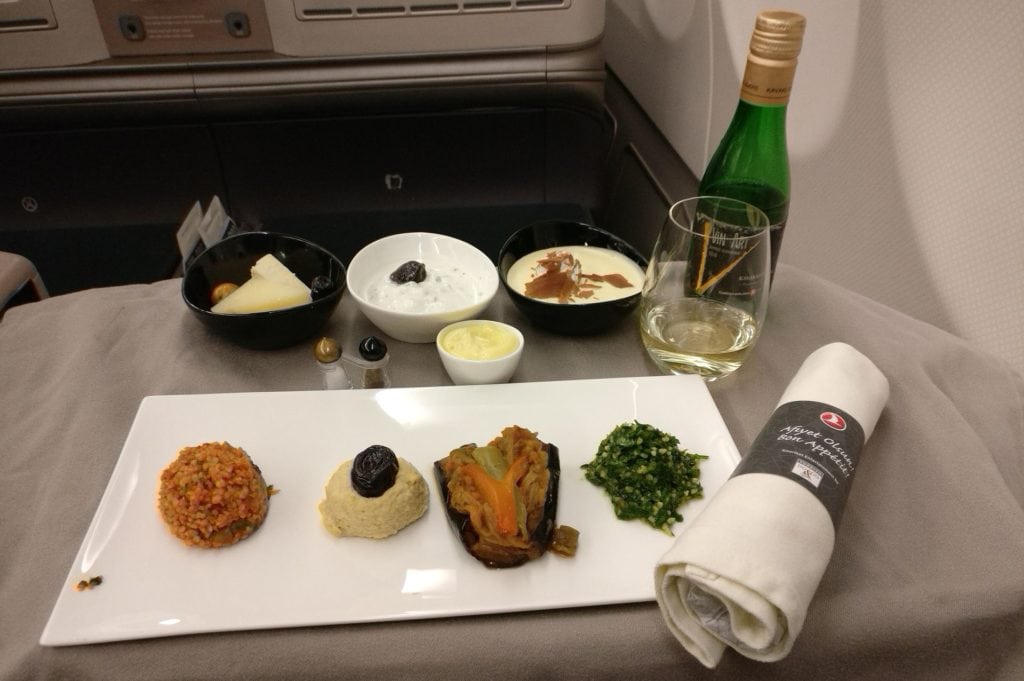 Turkish Airlines Business Class Airbus A330 300 Dinner