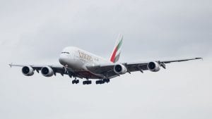 Emirates Airbus A380 Landeanflug