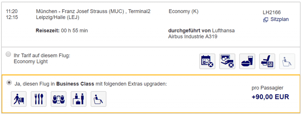 Lufthansa Upgrade zum Fixpreis mit Plusgrade