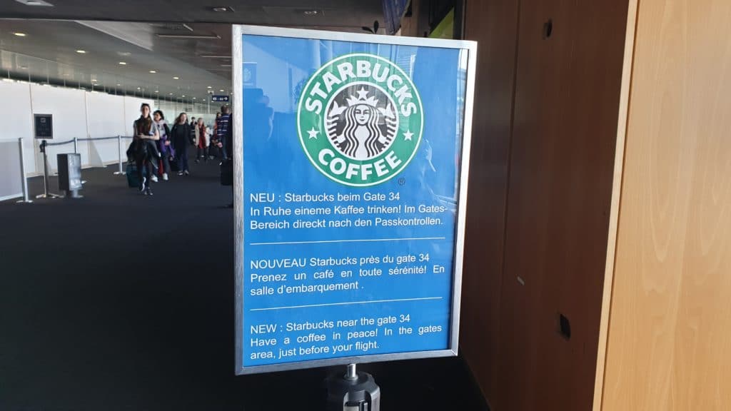 Starbucks Basel EuroAirport Non Schengen Schild Gate 34