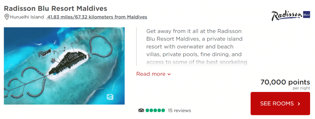 Radisson Blu Resort Maldives Punkte