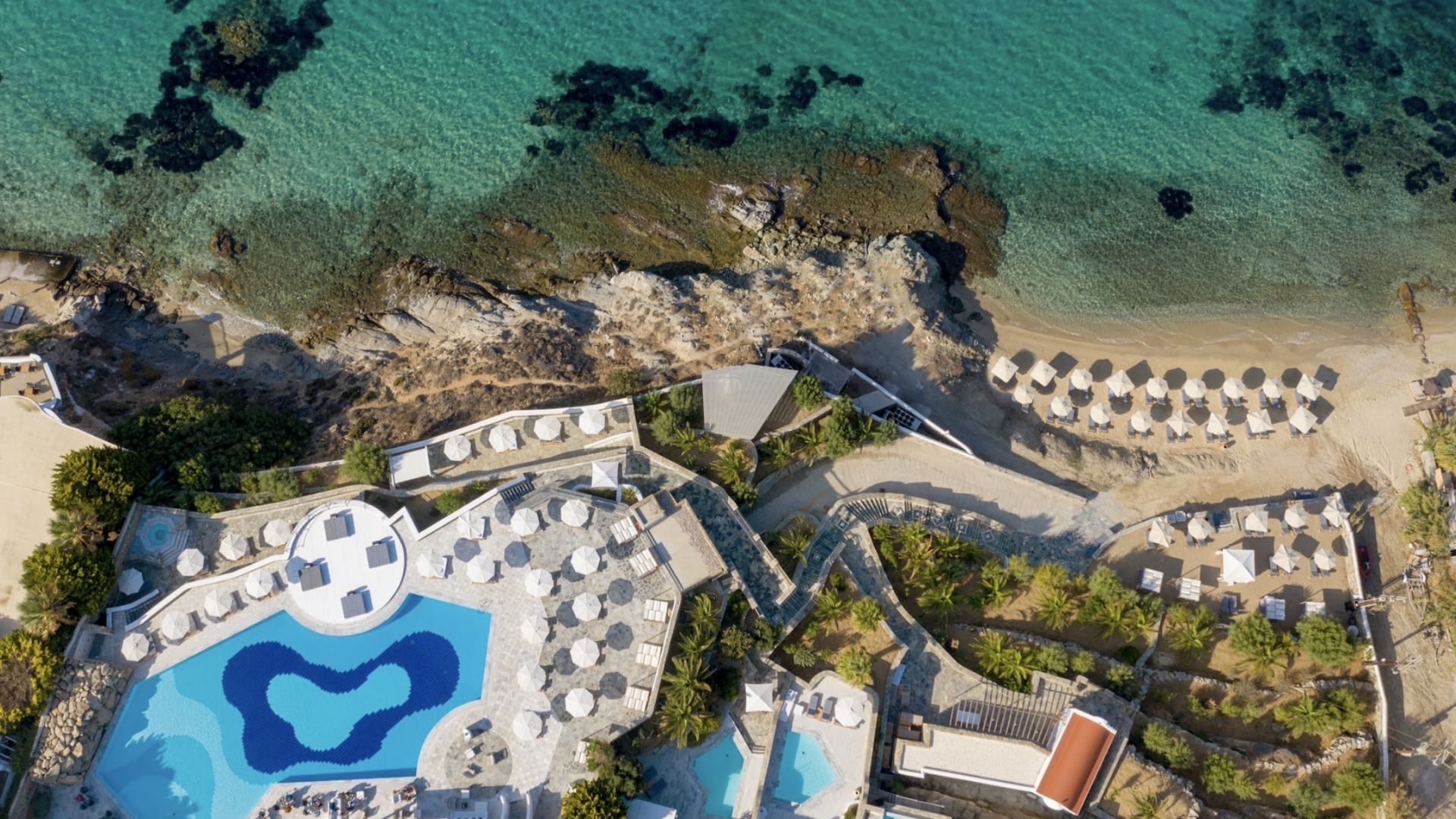 Mykonos Grand Hotel Pool Luftansicht