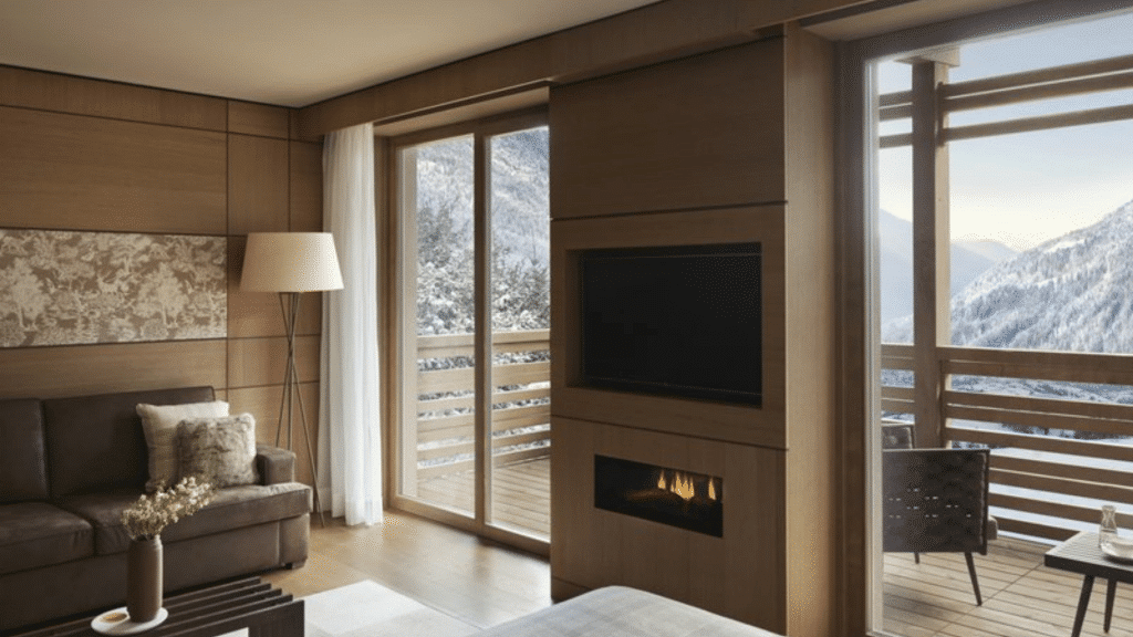Lefay Resort Dolomiti Hotelzimmer mit Kamin