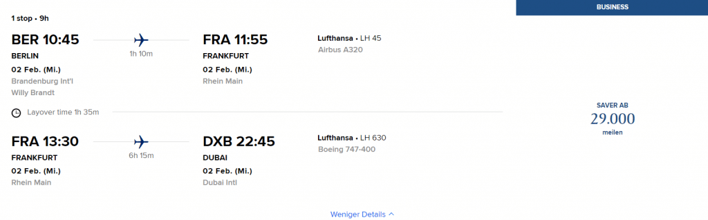 Lufthansa Business Class Buchung 1024x319