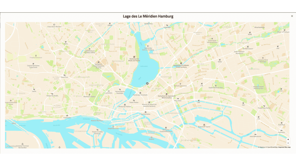 Interaktive Karte Reisetopia Hotels Detailseite Le Meridien Hamburg Lage