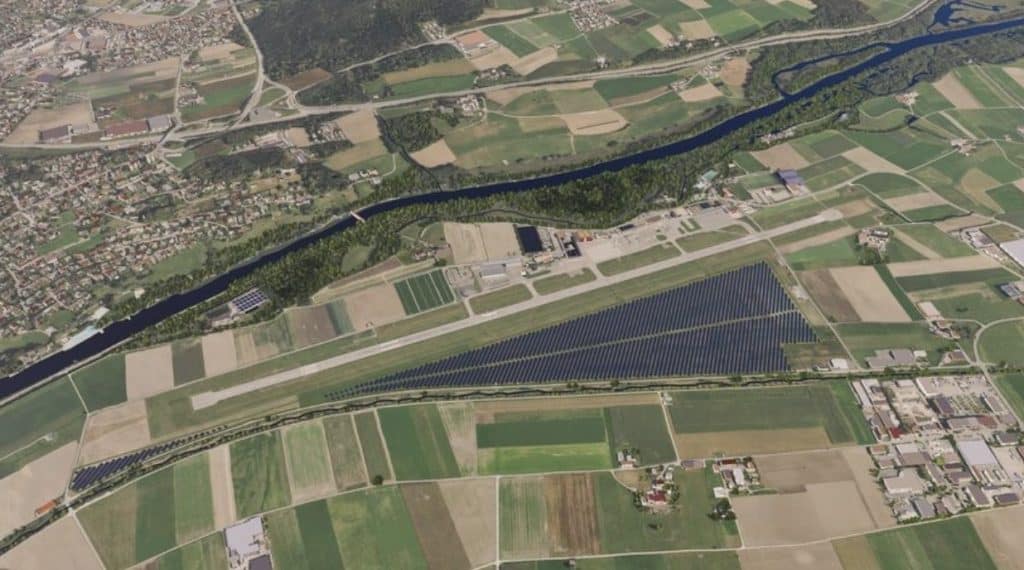 Flughafen Bern Solaranlage Vogelperspektive
