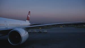 Swiss Boeing 777 300 ER Sonnenuntergang