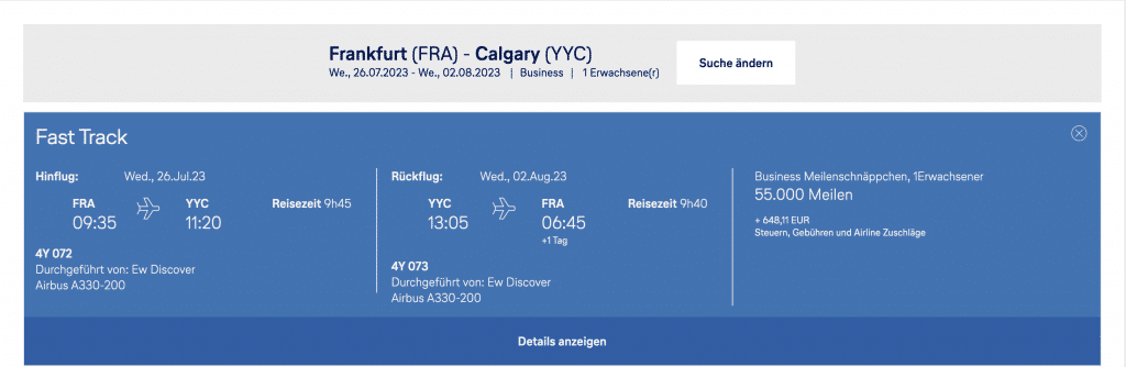 Eurowings Discover Meilenschnaeppchen April 2023 Calgary