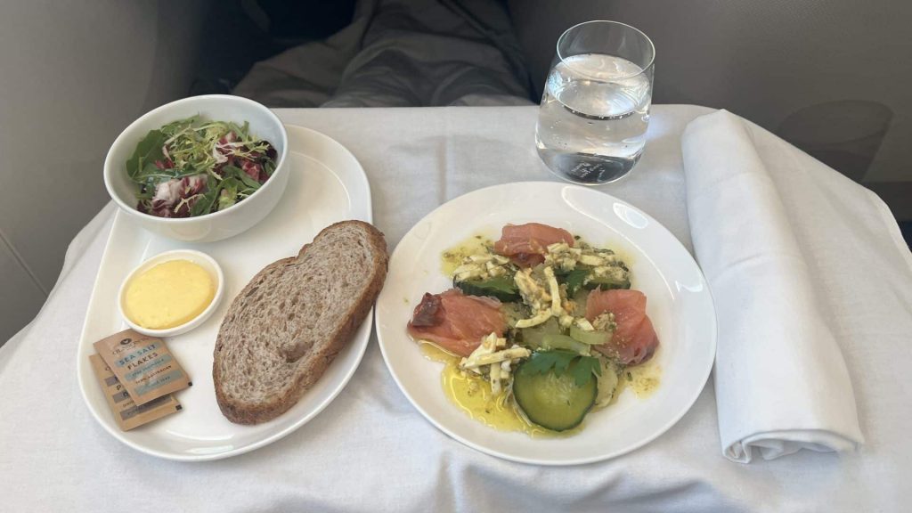 Qantas Business Class Boeing 787 Mittagessen