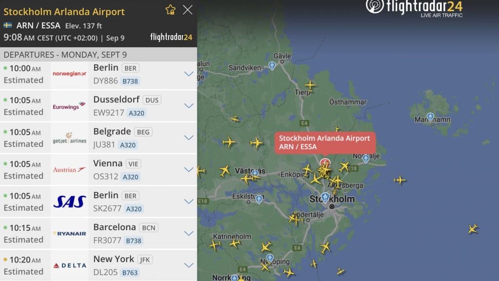 Departures Stockholm Arlanda