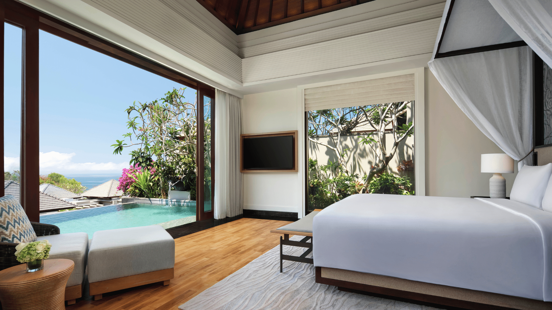 Hilton Umana Bali Ungasan Tropical Partical Ocean View Villa Schlafzimmer