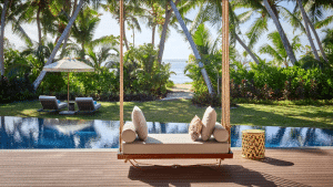 Waldorf Astoria Seychellen Platte Island Villa Terrasse Daybed