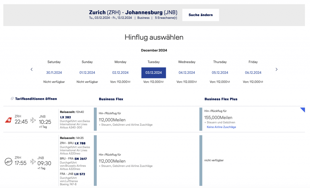 ZRH – JNB