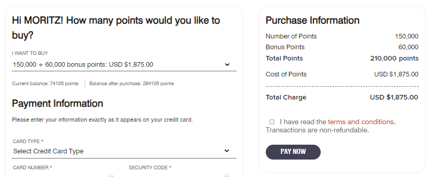 Screenshot Marriott Bonvoy Kauf