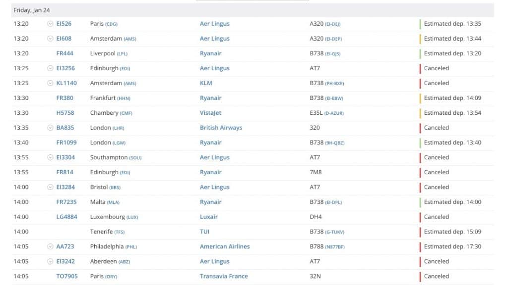 Flightradar Dublin Sturm