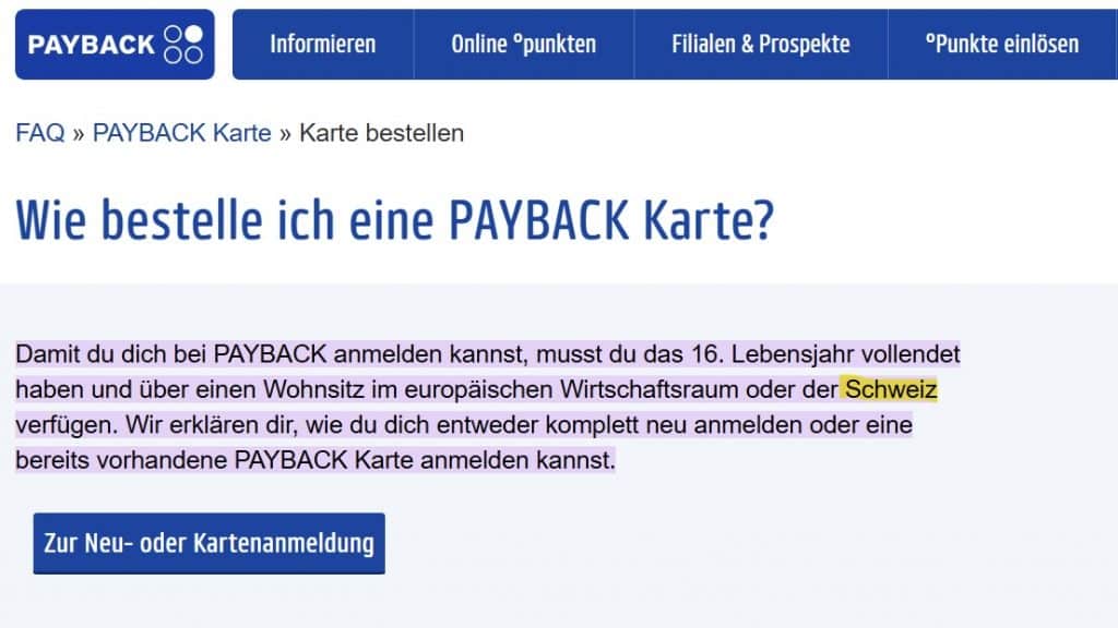 Payback Schweiz