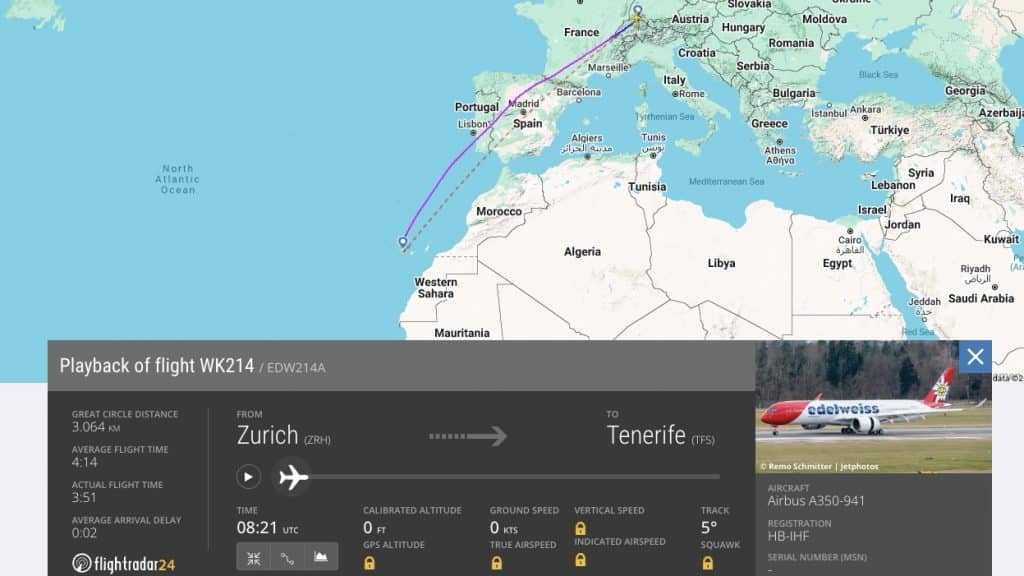 Flightradar Erstflug Edelweiss