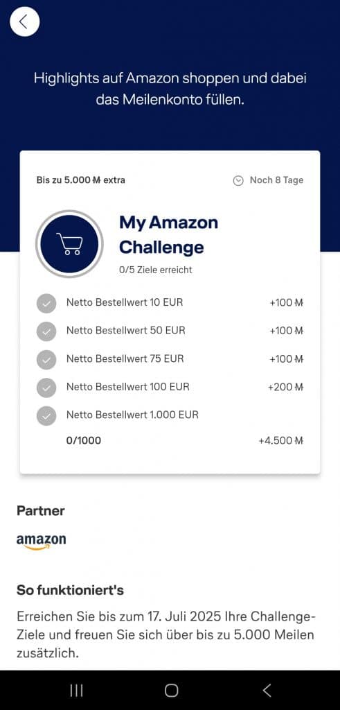 Miles More My Amazon Challenge Juli 1
