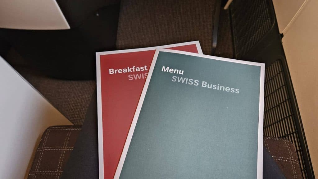 Swiss Boeing 777 300 Business Class Menue