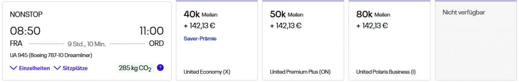 United Award Flight FRA ORD Business UA