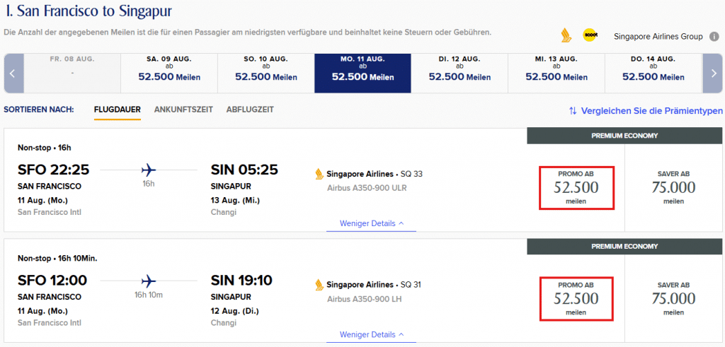 Spontaneous Escapes Juli 2025 SFO SIN PremEco 1