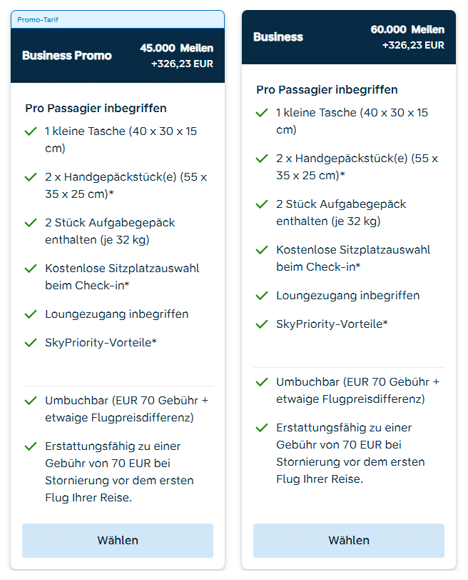 Buchungsbedingungen Flying Blue Business Promo Award