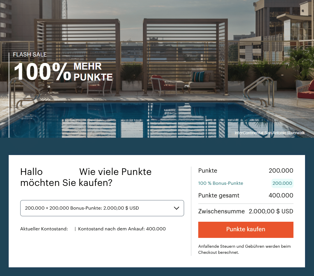 IHG Punkte Bonus 100 Prozent September 2025