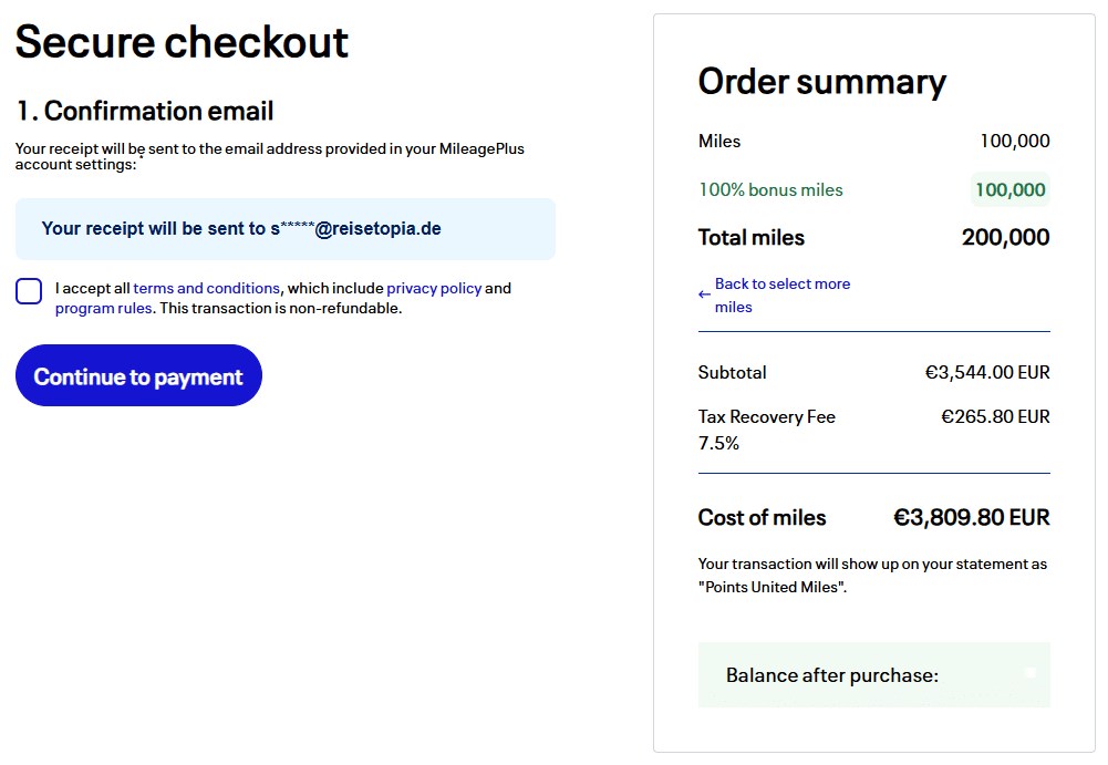 United Airlines Bonus Miles August 2025 Checkout