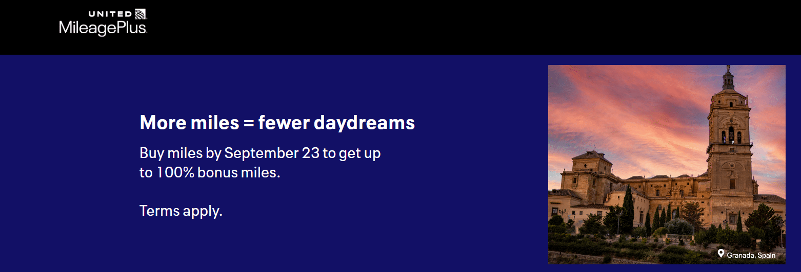 United Airlines Bonus Miles September 2025