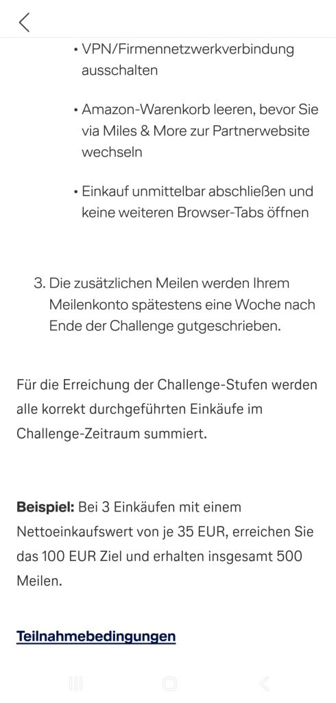 Miles More Amazon Challenge Teilnahme