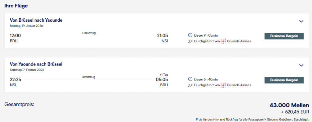 Miles More MS Brussels BRU NSI Business Class