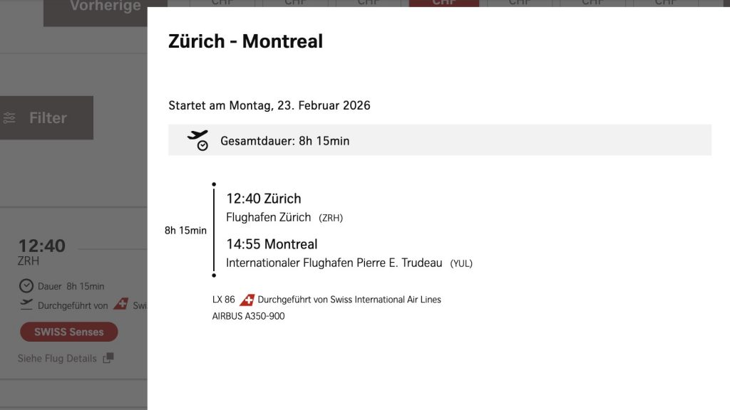 Swiss A350 Montreal