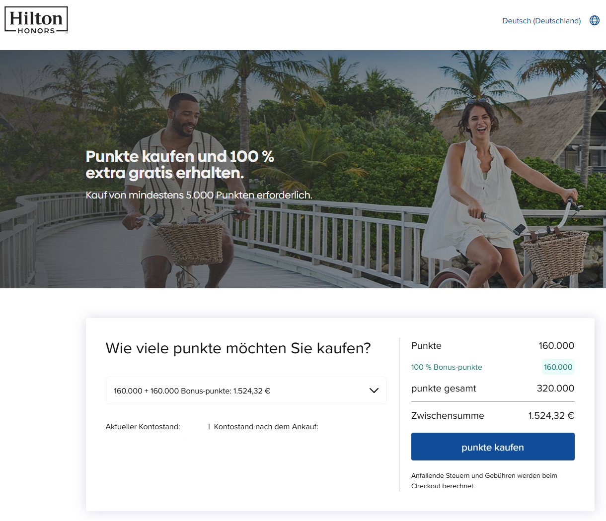 Hilton Punkte Kaufen Bonus November 2025