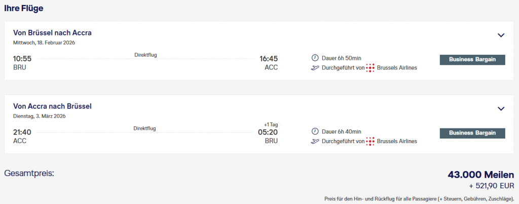 Miles More MS LOT BRU ACC Business Class