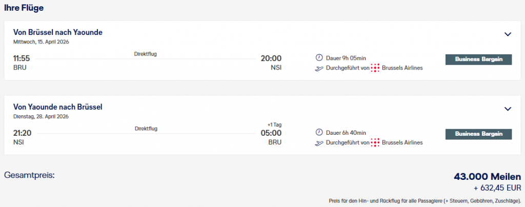 Miles More MS Brussels BRU NSI Business Class