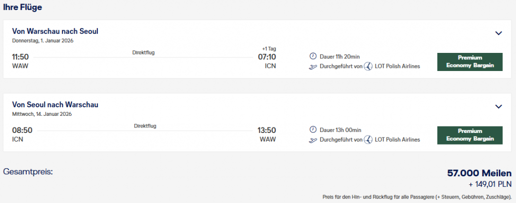 Miles More MS LOT WAW ICN PremEco