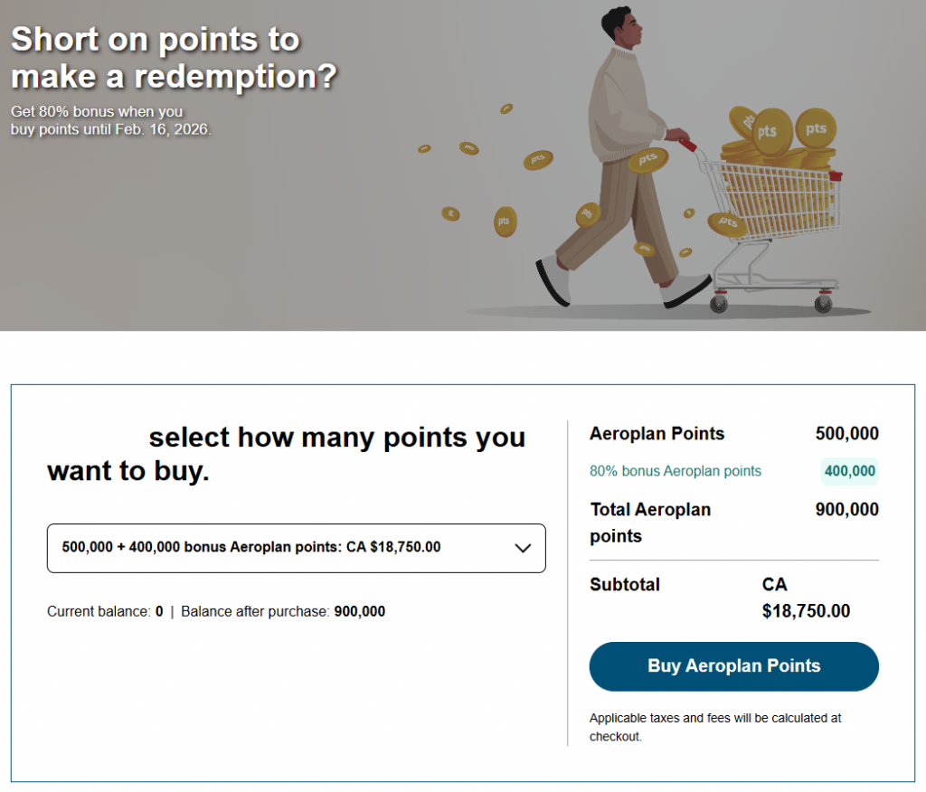 Aeroplan Punkte Kaufen Bonus Januar 2026