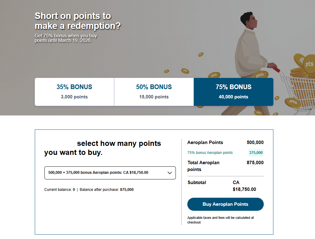 Aeroplan Punkte Kaufen Bonus Maerz 2026 2