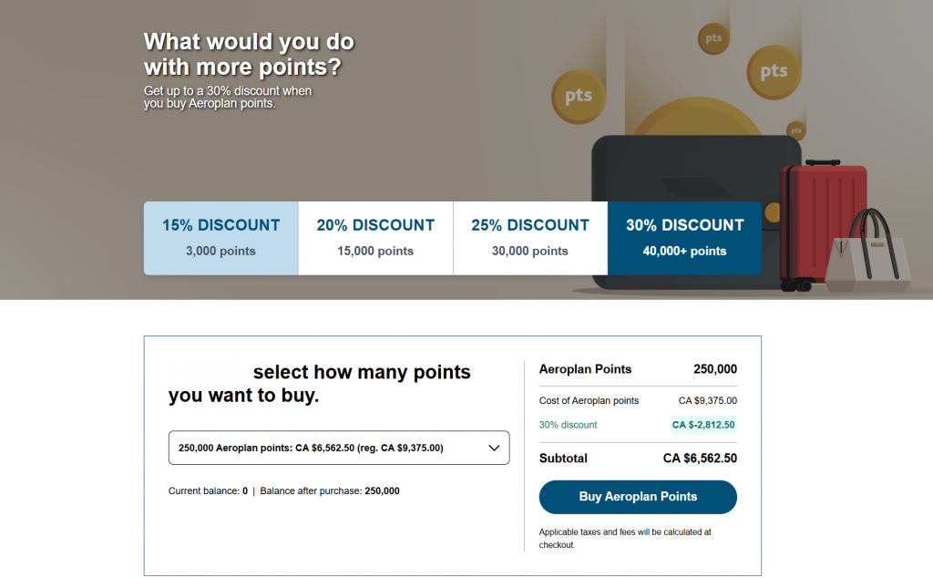 Aeroplan Punkte Kaufen Rabatt Ende Maerz 2026