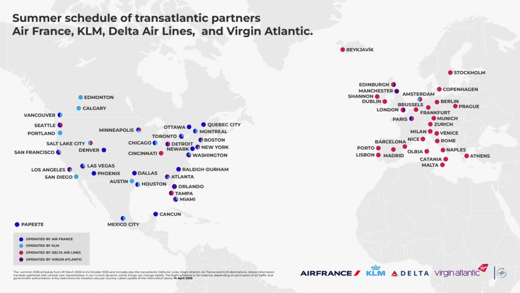 Screenshot Sommerflugplan Nordamerika Air France Klm Delta Air Lines Virgin Atlantic