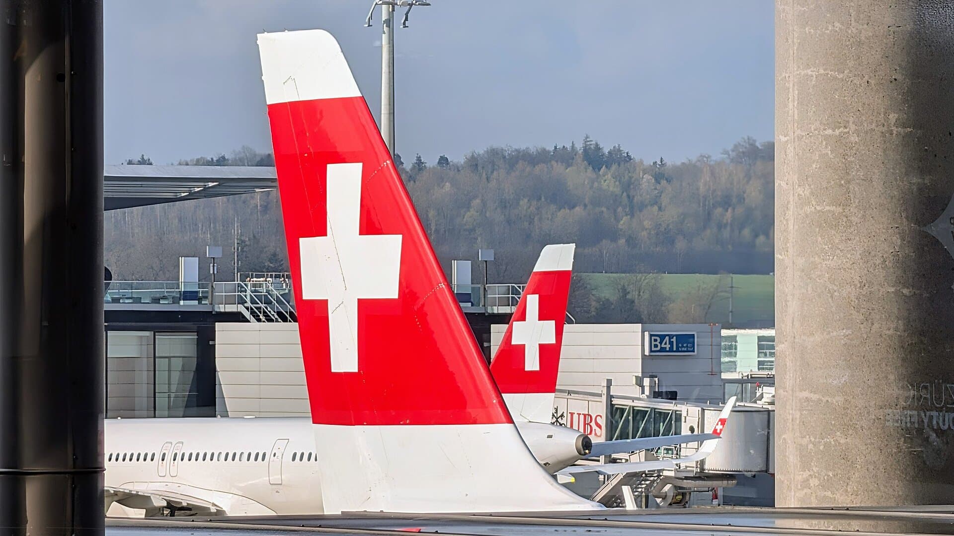 Heckflossen von SWISS Flugzeugen