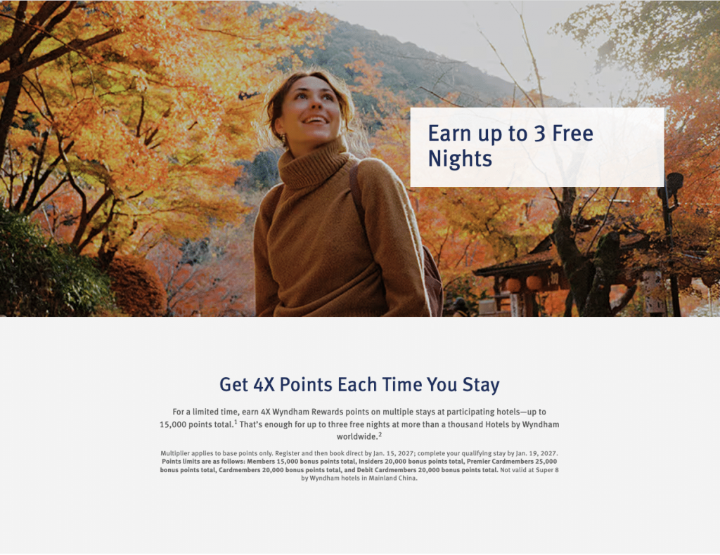 Vierfach Punkte Wyndham Rewards September 2026